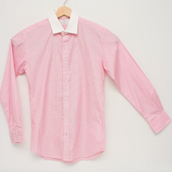 TM Lewin Limited Edition Long Sleeve Dress Shirt Pink Pinstripes 15.5 Slim Fit - Picture 3 of 8